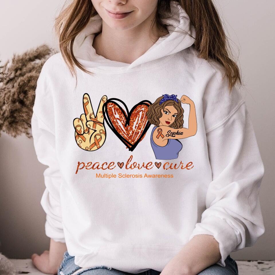 MS Awareness Shirt, Yes, It‘s All In My Head Multiple Sclerosis Orange Ribbon Chronic Illness Fighter Warrior Gift Brain Maroon T-Shirt