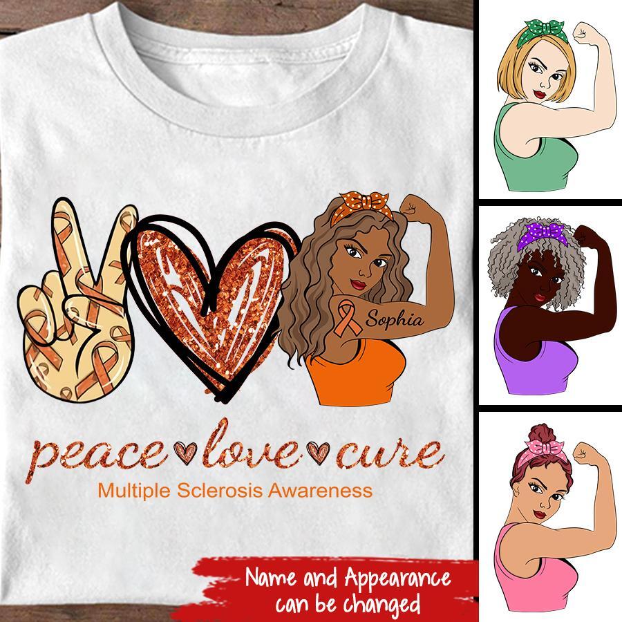 MS Awareness Shirt, Yes, It‘s All In My Head Multiple Sclerosis Orange Ribbon Chronic Illness Fighter Warrior Gift Brain Maroon T-Shirt