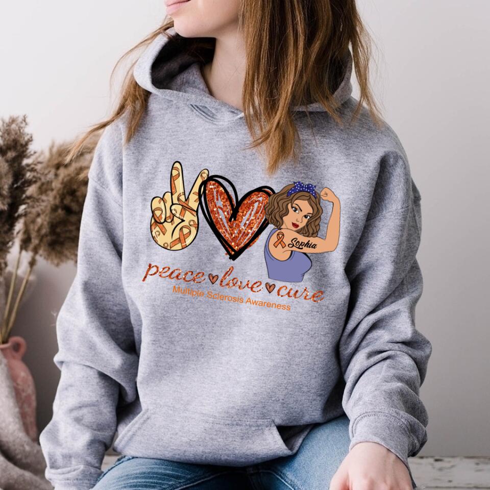 MS Awareness Shirt, Yes, It‘s All In My Head Multiple Sclerosis Orange Ribbon Chronic Illness Fighter Warrior Gift Brain Maroon T-Shirt