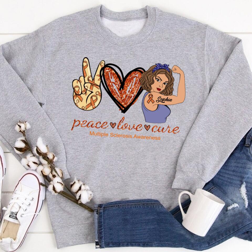 MS Awareness Shirt, Yes, It‘s All In My Head Multiple Sclerosis Orange Ribbon Chronic Illness Fighter Warrior Gift Brain Maroon T-Shirt