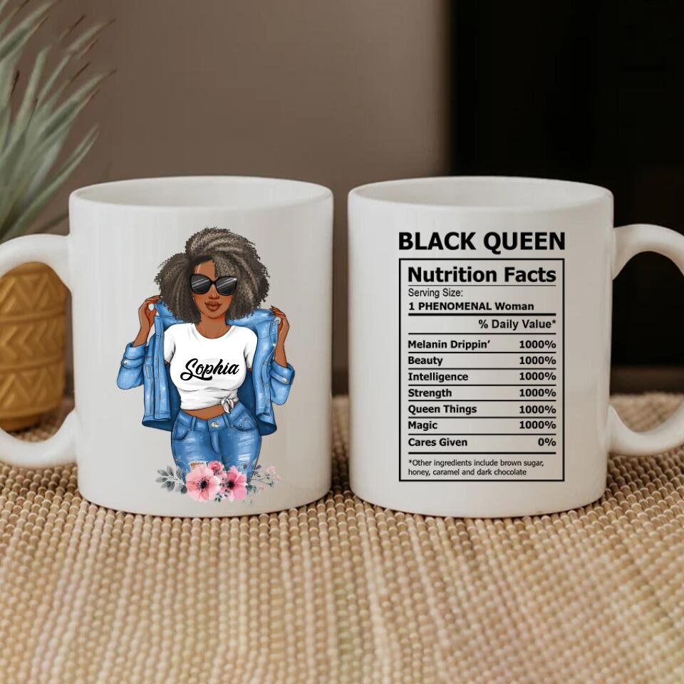 Black Queen Nutrition Facts Mug, Black Woman Mug, Nutrition Facts Mug, Black Queen Mug