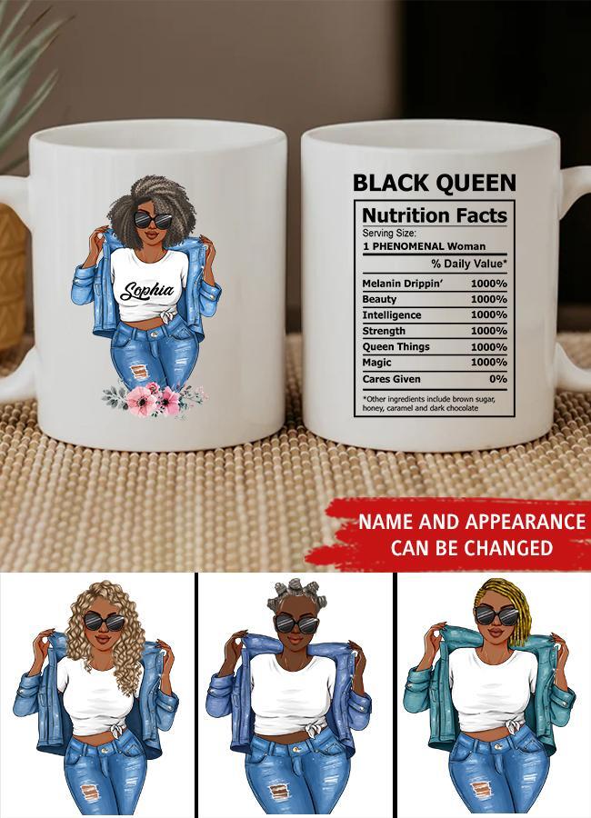 Black Queen Nutrition Facts Mug, Black Woman Mug, Nutrition Facts Mug, Black Queen Mug