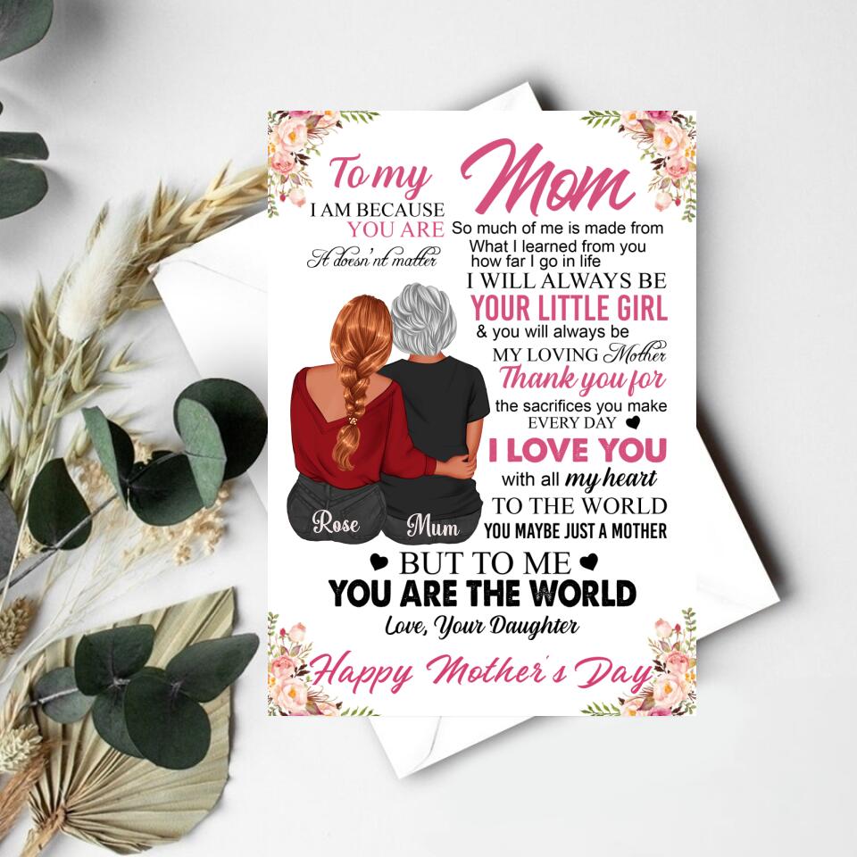 Custom Mothers Day Card - Mother&#39;s Day Gift Cards - Happy Mothers Day Card - Mom&#39;s Card - Mother&#39;s Day Gift From Daughter - Mother Day Gift