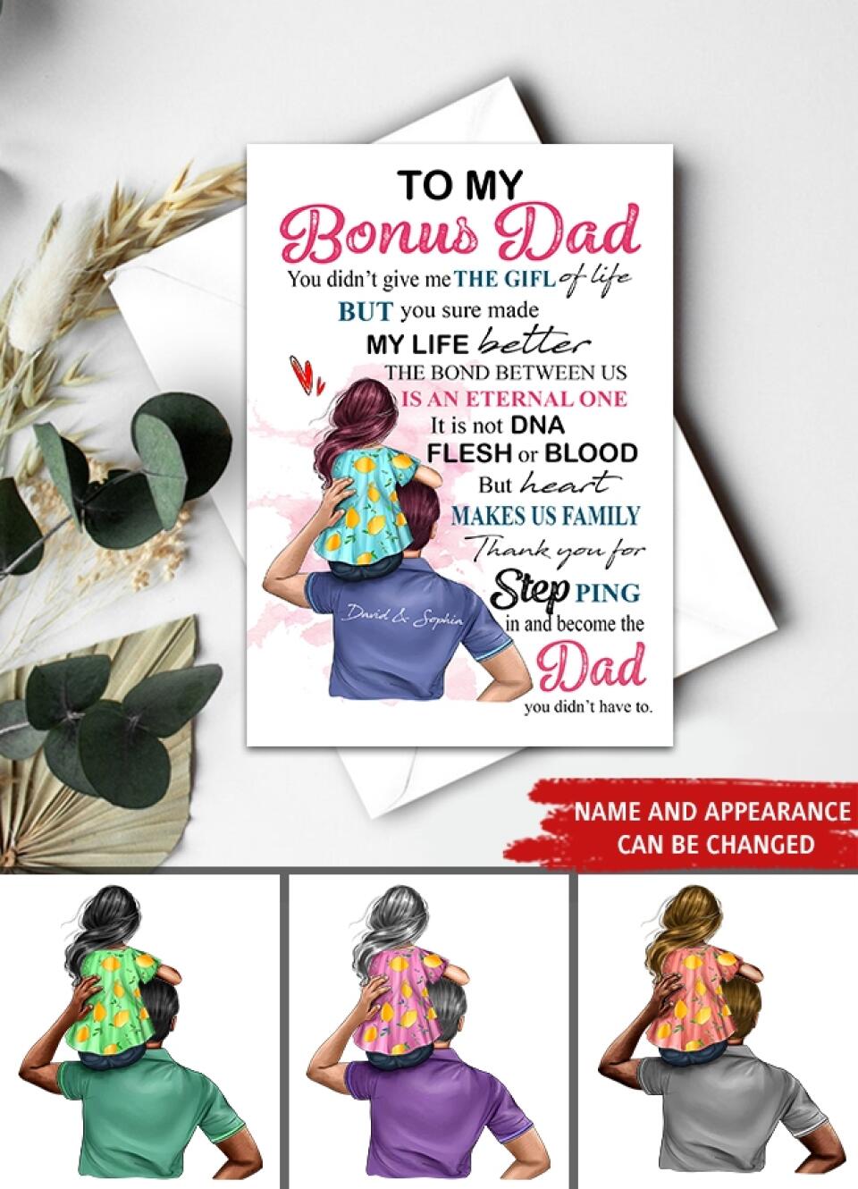 Personalised Fathers Day Card - Father&#39;s Day Gift Cards - Step Dad Fathers Day Cards - Black Fathers Day Cards - Dad Cards - Happy Fathers Day Card - First Fathers Day Card - Father Day Gift