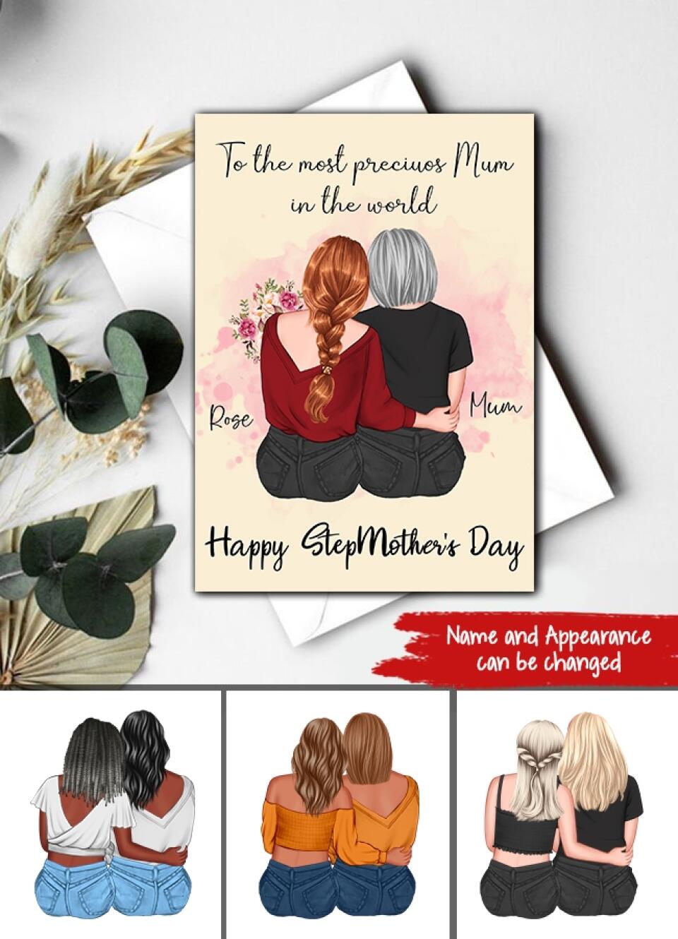 Custom Mothers Day Card - Stepmom Mothers Day Card -  Mother&#39;s Day Gift Cards - Happy Mothers Day Card - Mom&#39;s Card - Mother&#39;s Day Gift From Daughter - Mother Day Gift