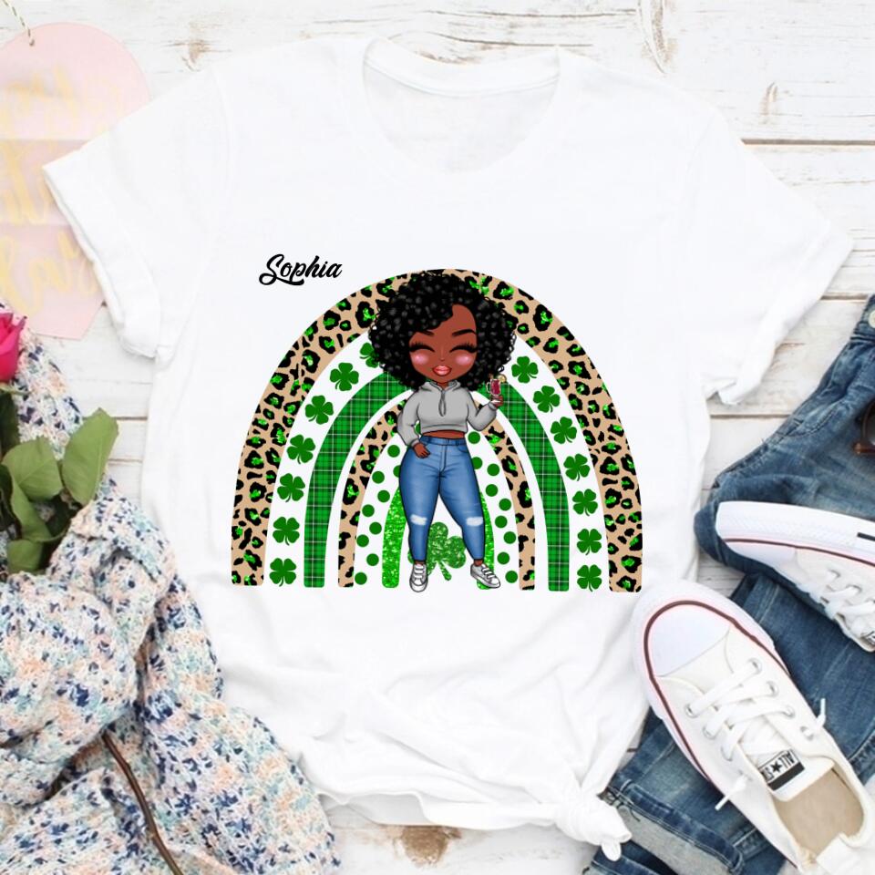 Shamrock Leopard Rainbow St Patrick‘s Day T-Shirt, Vintage St Patricks Day Shirt, Cute St Paddys Tee, Gift For BFF, Unisex Shirt.