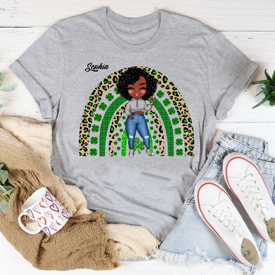 Shamrock Leopard Rainbow St Patrick‘s Day T-Shirt, Vintage St Patricks Day Shirt, Cute St Paddys Tee, Gift For BFF, Unisex Shirt.