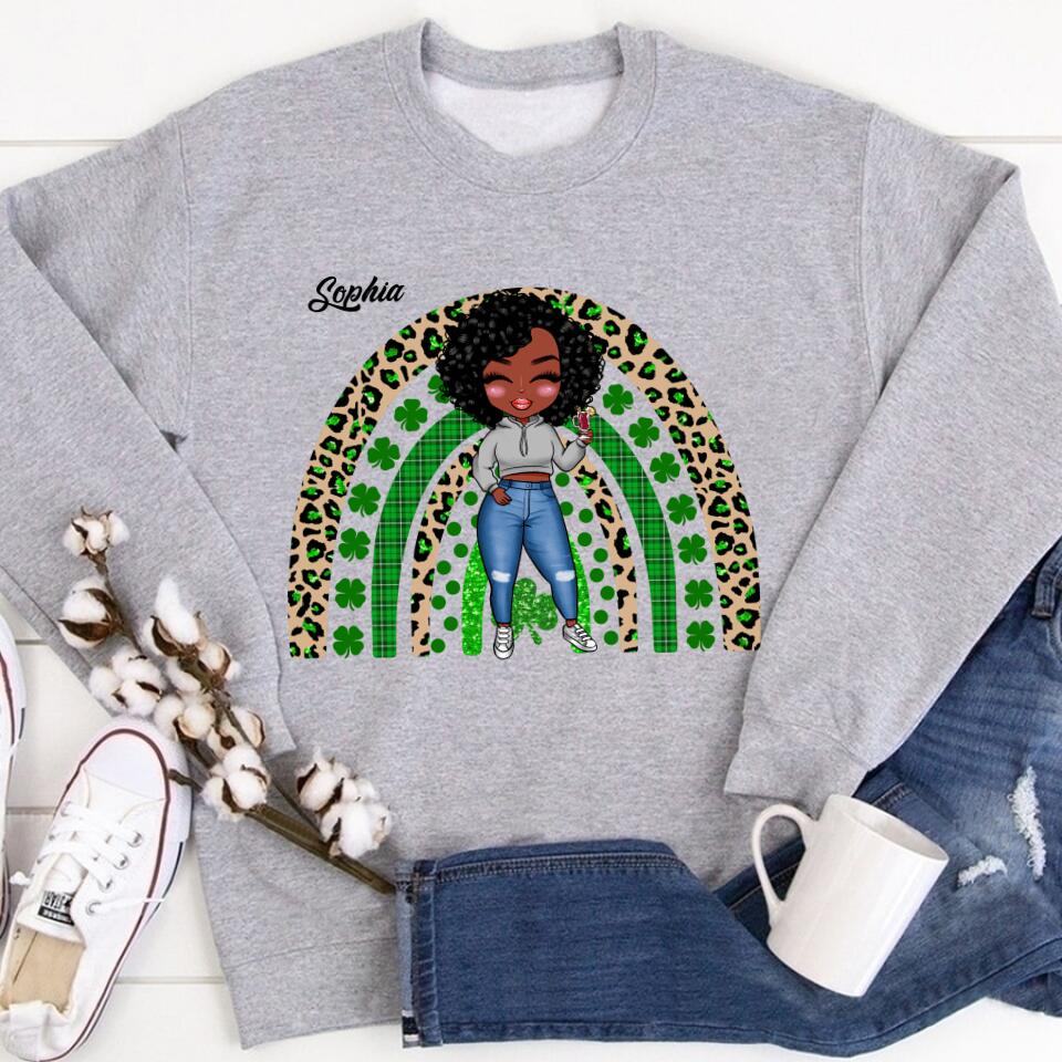 Shamrock Leopard Rainbow St Patrick‘s Day T-Shirt, Vintage St Patricks Day Shirt, Cute St Paddys Tee, Gift For BFF, Unisex Shirt.