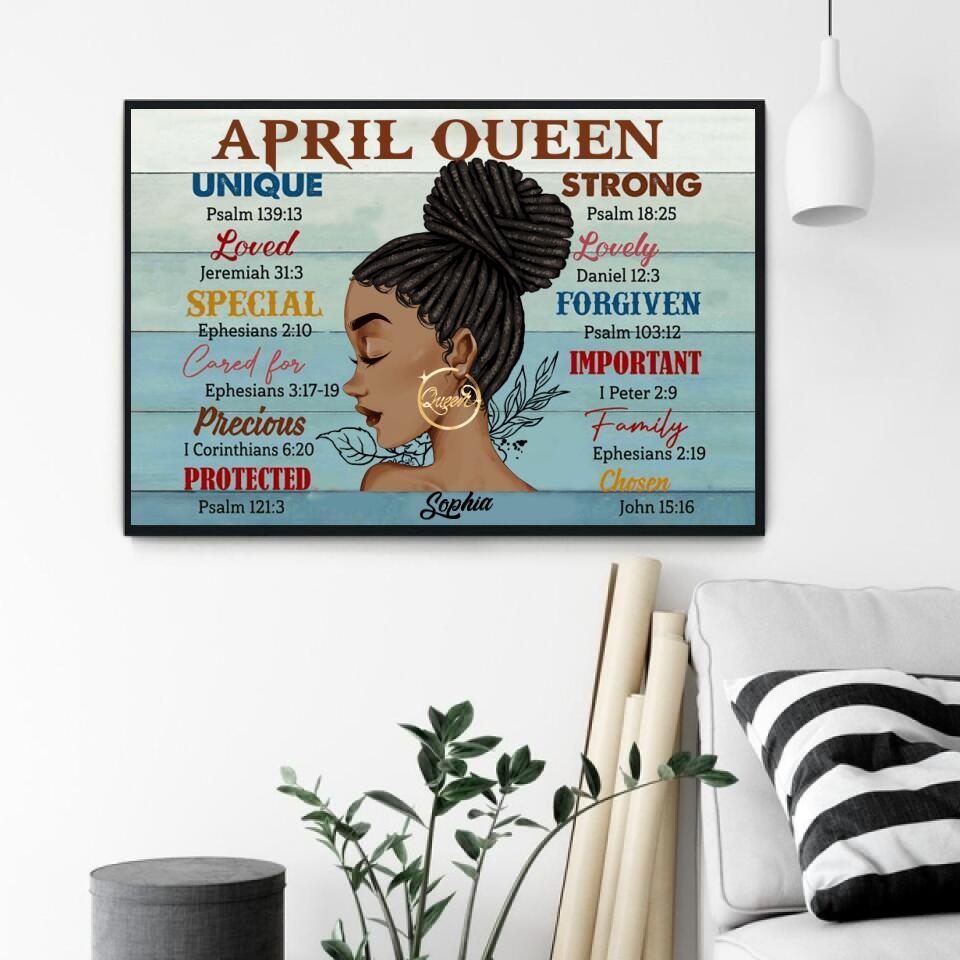 Personalised birthday posters, April poster, happy birthday poster with name, custom birthday poster