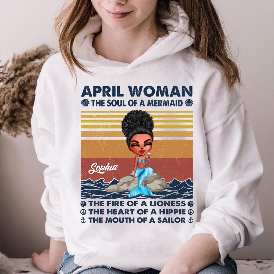 April Birthday Shirt, Custom Birthday Shirt, Queens Born In April, April Birthday Gifts, April Birthday Gifts, Cute Mermaid Shirt, Mermaid Gift, Mermaid Lover Cotton Shirt For Women