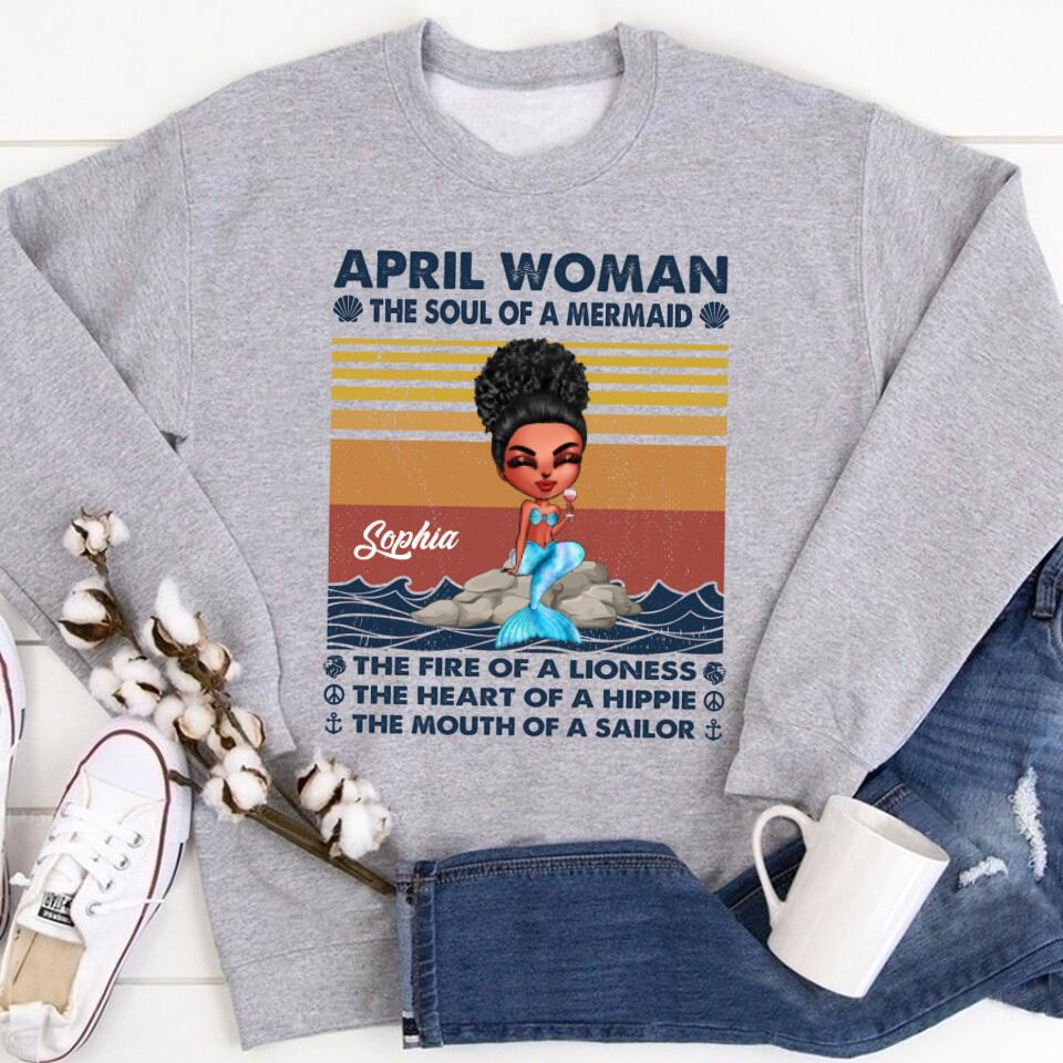 April Birthday Shirt, Custom Birthday Shirt, Queens Born In April, April Birthday Gifts, April Birthday Gifts, Cute Mermaid Shirt, Mermaid Gift, Mermaid Lover Cotton Shirt For Women