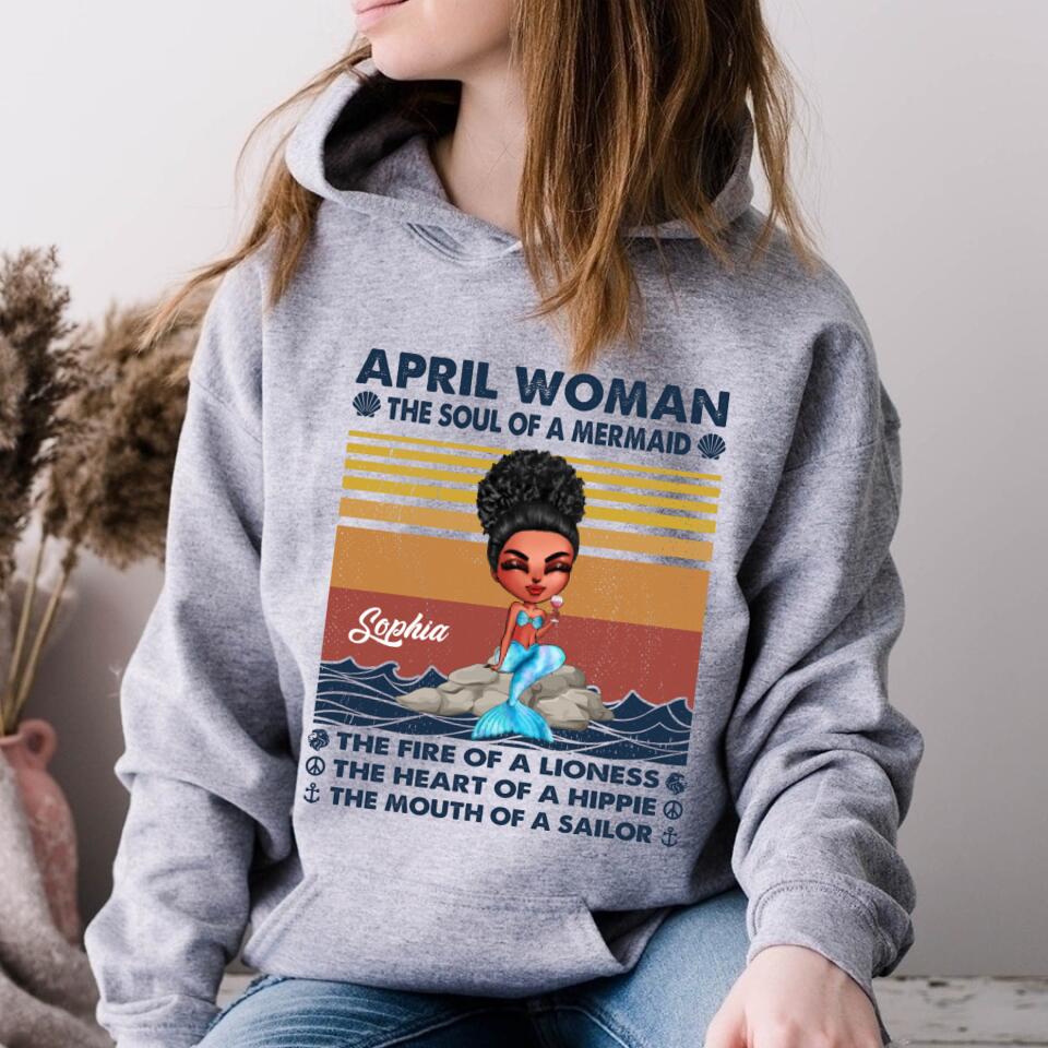 April Birthday Shirt, Custom Birthday Shirt, Queens Born In April, April Birthday Gifts, April Birthday Gifts, Cute Mermaid Shirt, Mermaid Gift, Mermaid Lover Cotton Shirt For Women