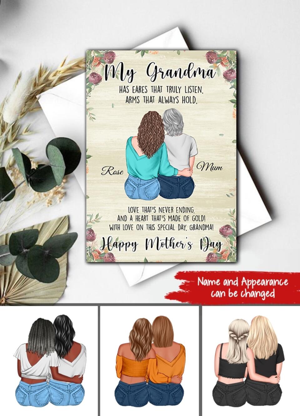 Custom Mothers Day Card, Grandma Cards, Mother's Day Gift Cards, New Grandparents Card, Mom's Card, Mother's Day Gift From Daughter, Mother Day Gift