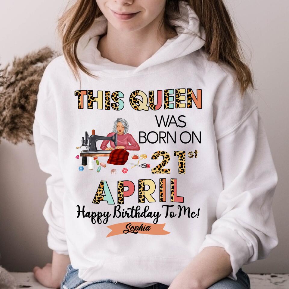 April Birthday Shirt, Custom Birthday Shirt, Queens Born In April, April Birthday Gifts, April Queen shirt, April Birthday Shirts For Woman, Sewing Lover Cotton Shirt For Women