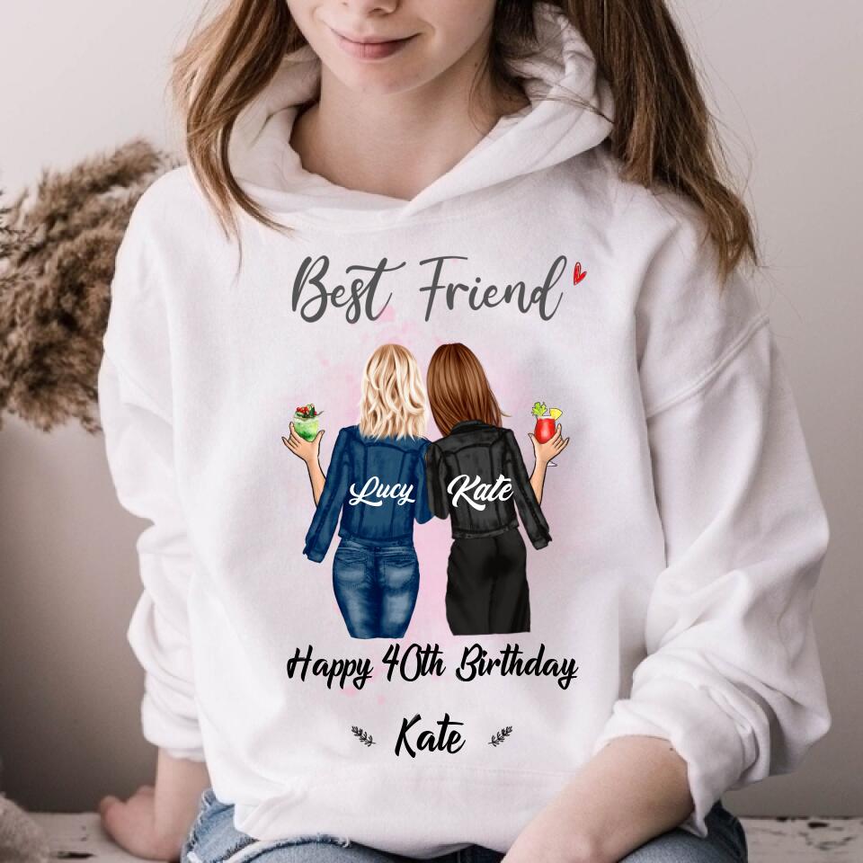 Custom Best Friend Birthday Greeting Shirt, For Sisters, BFF, Bestie. Happy Birthday Shirt For 18th 21st 25th 30th 35th 40th 50th 60th