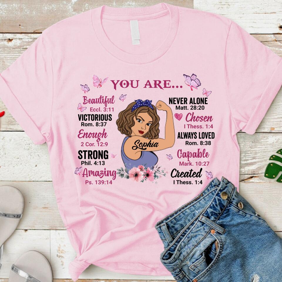 Breast Cancer Awareness Shirt, Gods Say You Are Shirt, Black Fighter Warrior Shirt, Breast Cancer Survivor Shirt, October Girl T-shirt.