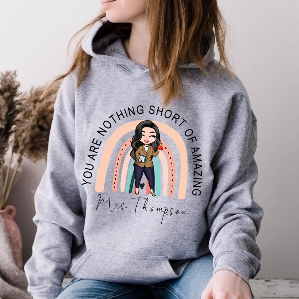 Personalised Teacher Shirt, Lockdown Teacher Gift, Personalised Teacher Gifts, Personalised Book Tee, Teaching Assistant Gift, Rainbow T-shirt
