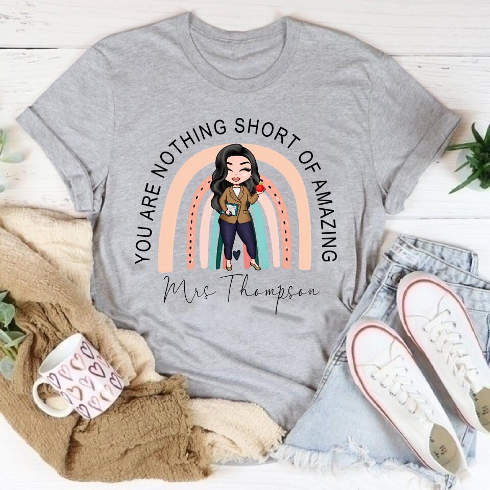 Personalised Teacher Shirt, Lockdown Teacher Gift, Personalised Teacher Gifts, Personalised Book Tee, Teaching Assistant Gift, Rainbow T-shirt