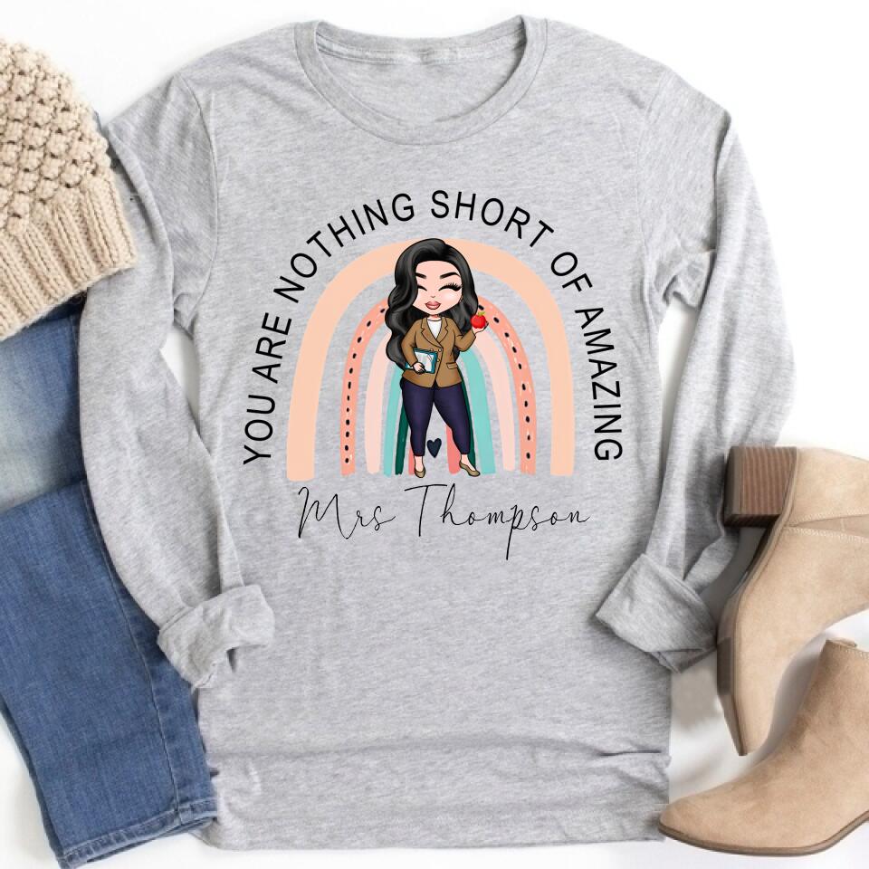 Personalised Teacher Shirt, Lockdown Teacher Gift, Personalised Teacher Gifts, Personalised Book Tee, Teaching Assistant Gift, Rainbow T-shirt