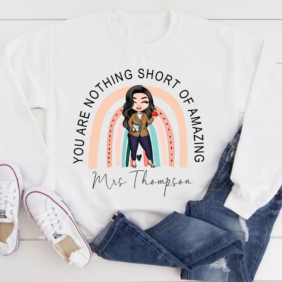 Personalised Teacher Shirt, Lockdown Teacher Gift, Personalised Teacher Gifts, Personalised Book Tee, Teaching Assistant Gift, Rainbow T-shirt