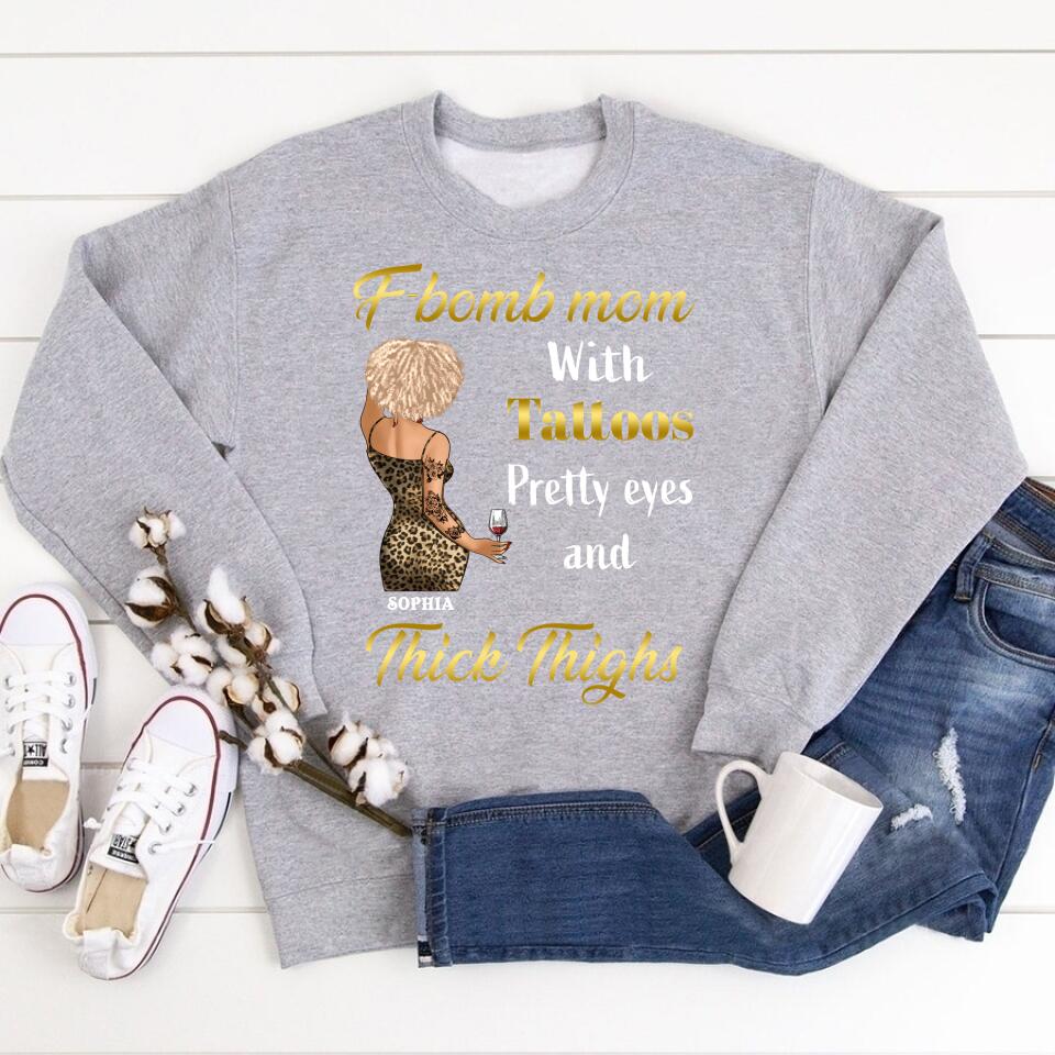 F-Bomb Mom With Tattoos, Custom Mothers Day Shirt, Mother&#39;s Day T Shirt, F Bomb Mom With Tattoos Shirt, Mom Life Skull Shirt, Mother&#39;s Day Tee Shirts, Mother Day Gift