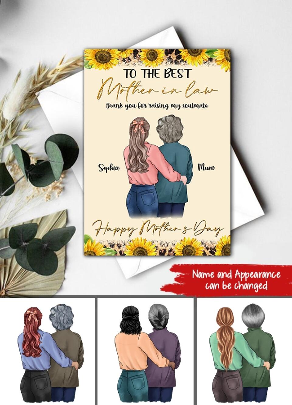 Custom Mothers Day Card, Mother In Law card, Mother&#39;s Day Gift Cards, Happy Mothers Day Card, Mom&#39;s Card, Mother&#39;s Day Gift From Daughter in Law, Mother Day Gift