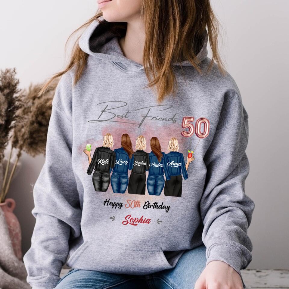 Custom Best Friend Birthday Greeting Shirt, Shirt For Group Sisters, BFF, Bestie. Happy Birthday Shirt For 18th 21st 25th 30th 35th 40th 50th 60th