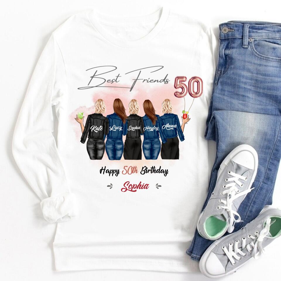 Custom Best Friend Birthday Greeting Shirt, Shirt For Group Sisters, BFF, Bestie. Happy Birthday Shirt For 18th 21st 25th 30th 35th 40th 50th 60th