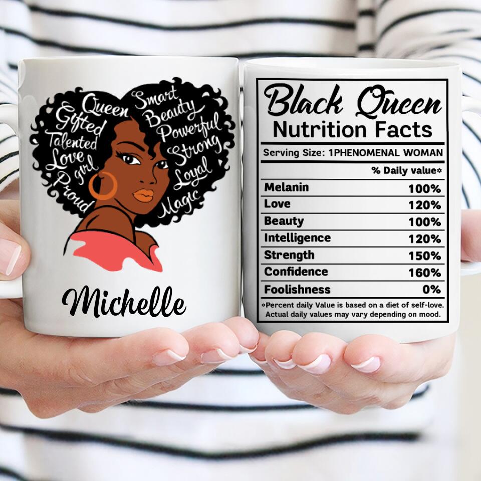 Black Queen Nutrition Facts Mug, Black Woman Mug, Nutrition Facts Mug, Black Queen Mug