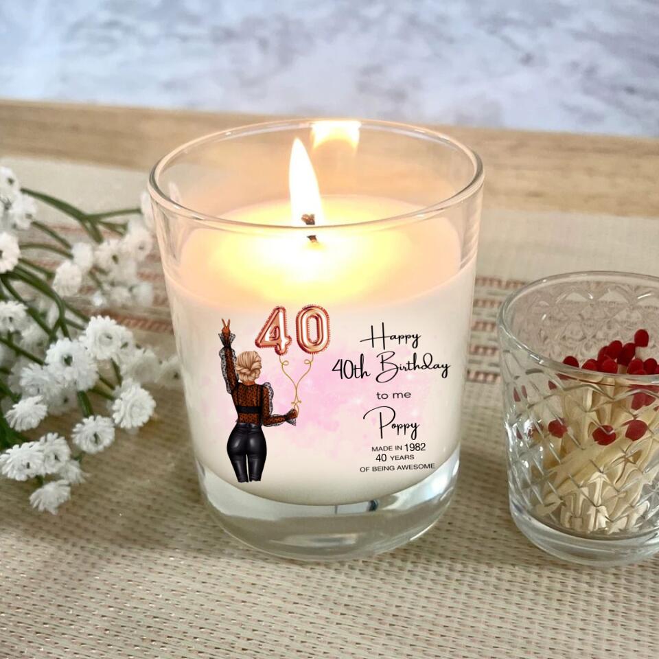 40th Birthday Soy Wax Candle, 40th Birthday Gift for Her, Personalised Best Friend Birthday Candle For 18th 21st 25th 30th 35th 40th 50th 60th