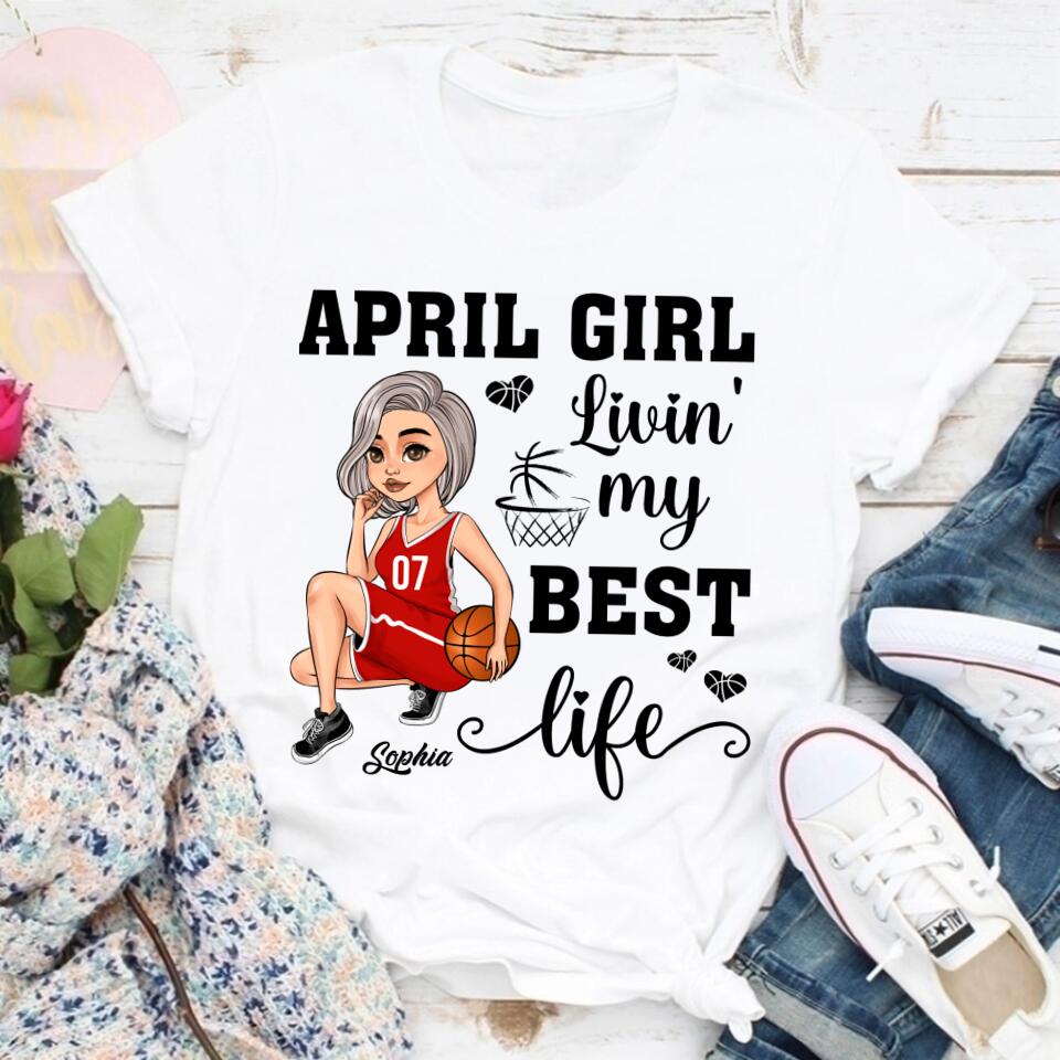 April Birthday Shirt, Custom Birthday Shirt, Queens Born In April, April Birthday Gifts, April Shirts For Woman, Birthday Gift For Basketball Lover