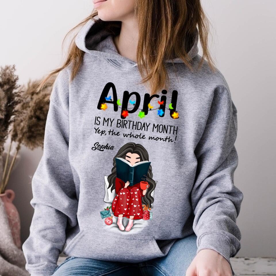 April Birthday Shirt, Custom Birthday Shirt, Queens Born In April, April Birthday Shirts For Woman, April Birthday Gifts, April Is My Birthday Month, Yep The Whole Month, Books T Shirt, Book Lover Shirt, Reading Gifts