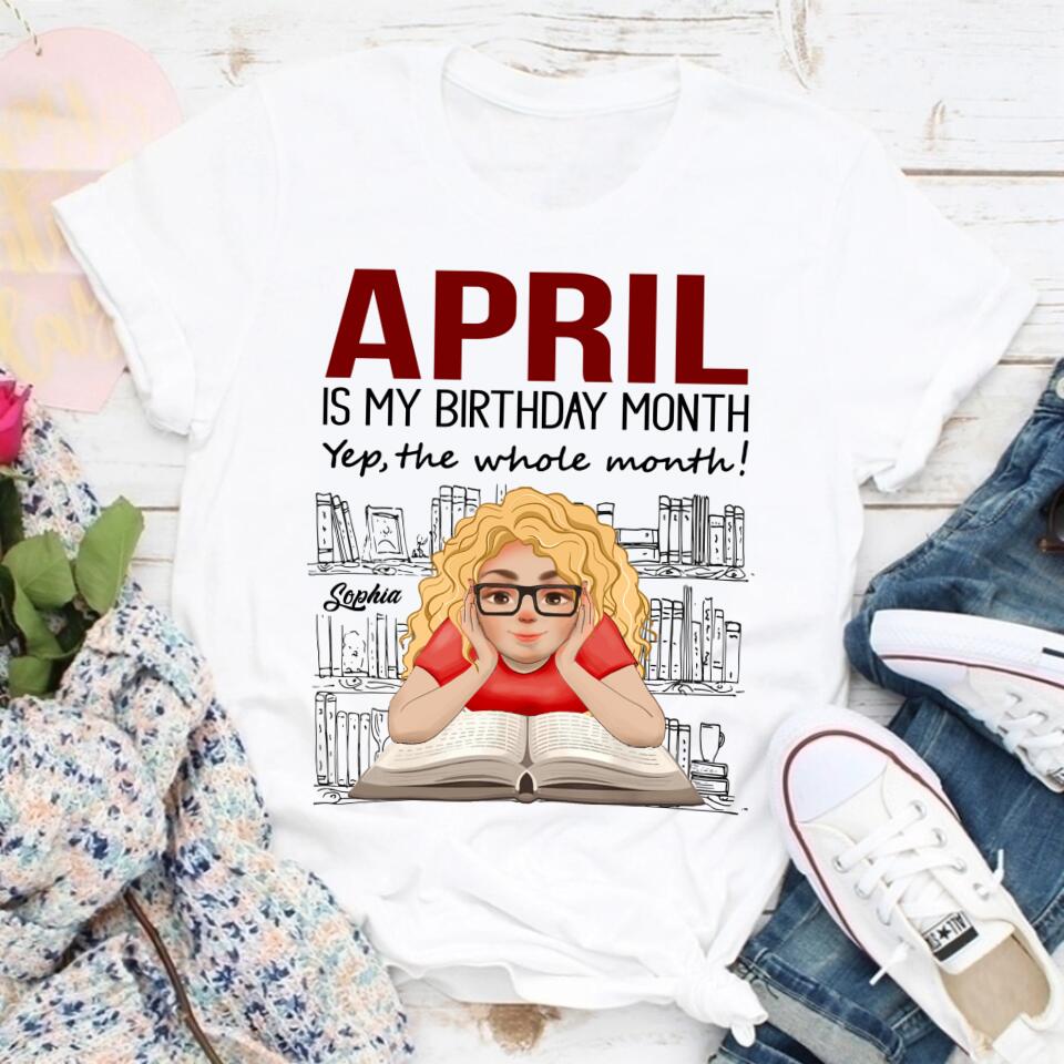 April Birthday Shirt, Custom Birthday Shirt, Queens Born In April, April Birthday Shirts For Woman, Books T Shirt, Book Lover Shirt, Reading Gifts