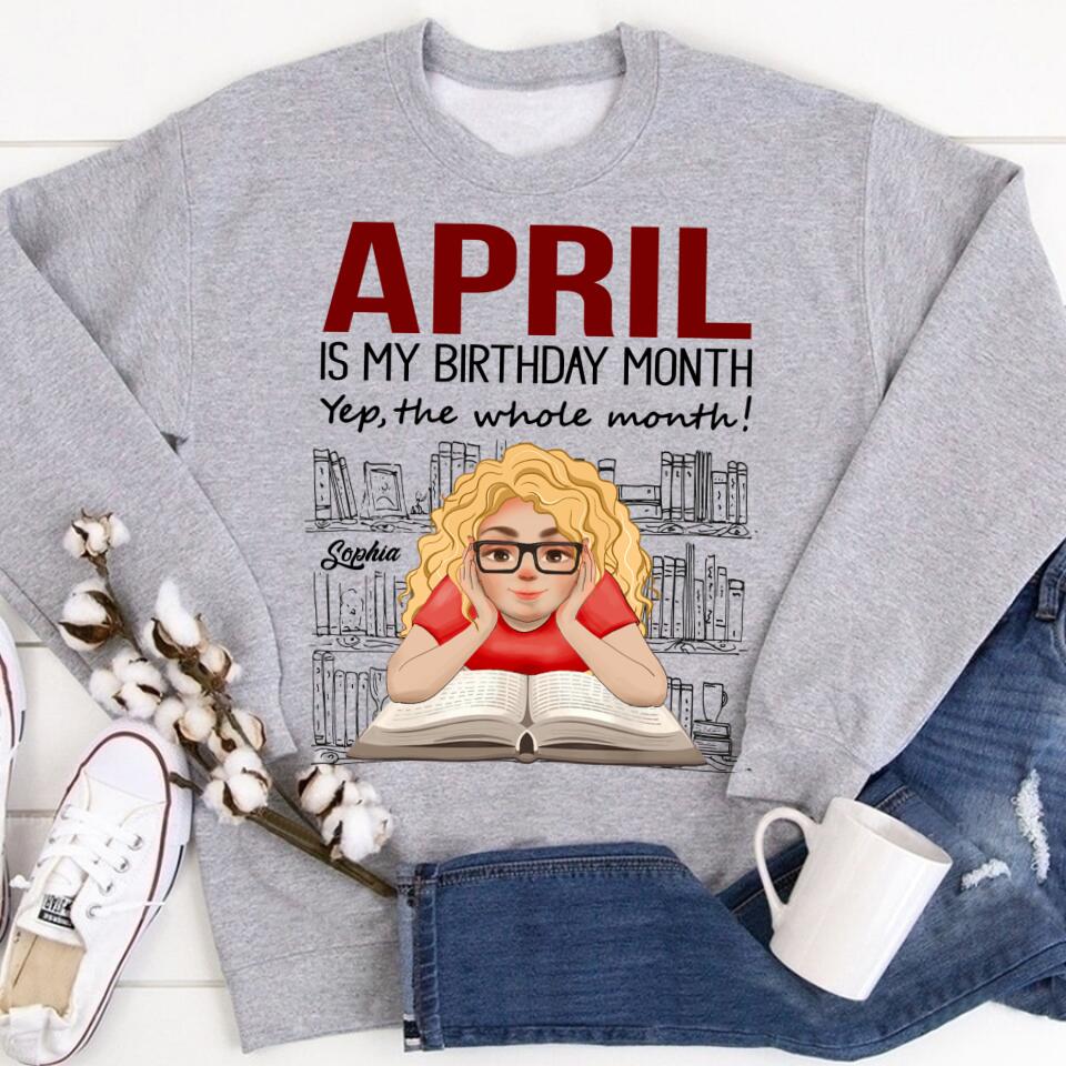 April Birthday Shirt, Custom Birthday Shirt, Queens Born In April, April Birthday Shirts For Woman, Books T Shirt, Book Lover Shirt, Reading Gifts