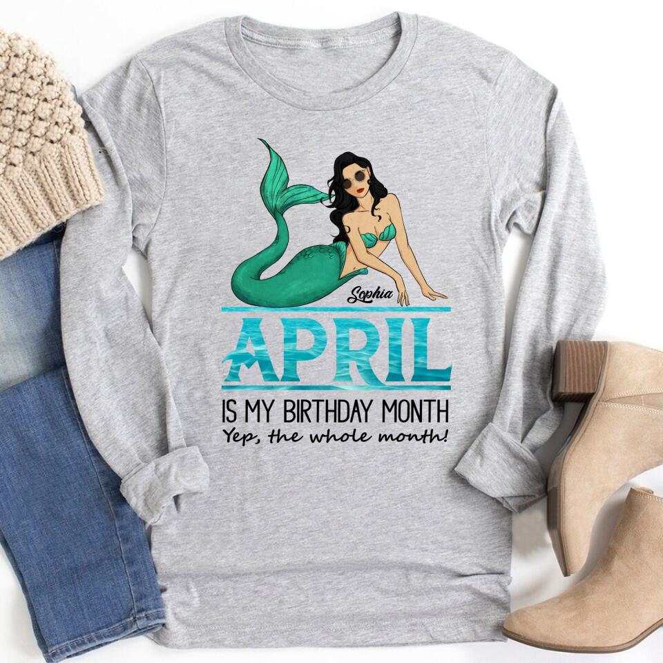 April Birthday Shirt, Custom Birthday Shirt, Queens Born In April, April Birthday Gifts, April shirts for Woman, Mermaid Shirt, Mermaid Gift