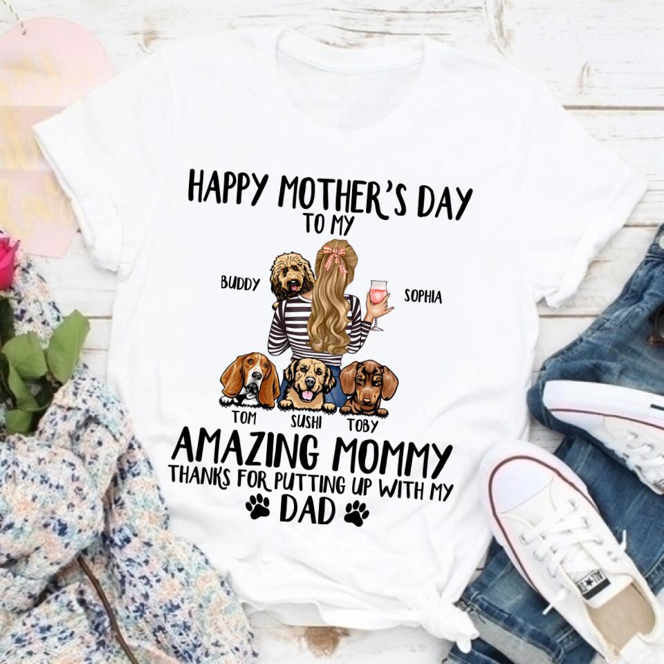 Custom Mothers Day Shirt, Happy Mother Day Shirt, Mother&#39;s Day T Shirt, Dog Mom Shirt, Dog Mom Gifts, Mother&#39;s Day Tee Shirts, Mother Day Gift
