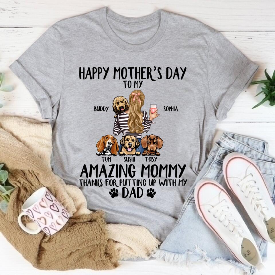 Custom Mothers Day Shirt, Happy Mother Day Shirt, Mother&#39;s Day T Shirt, Dog Mom Shirt, Dog Mom Gifts, Mother&#39;s Day Tee Shirts, Mother Day Gift