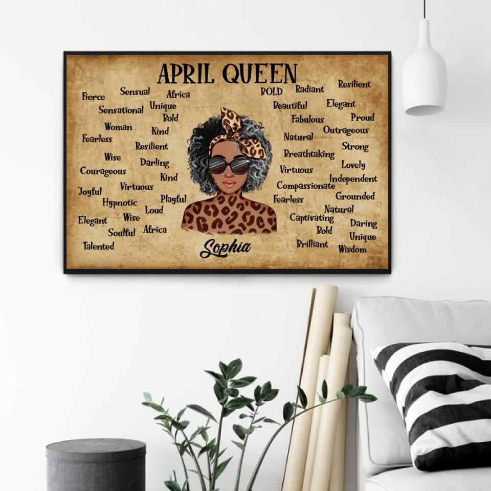 Personalised birthday posters, April poster, happy birthday poster with name, custom birthday poster