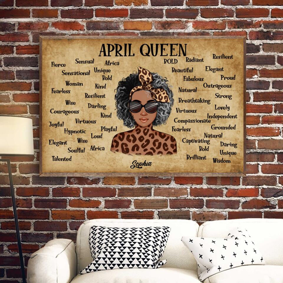 Personalised birthday posters, April poster, happy birthday poster with name, custom birthday poster