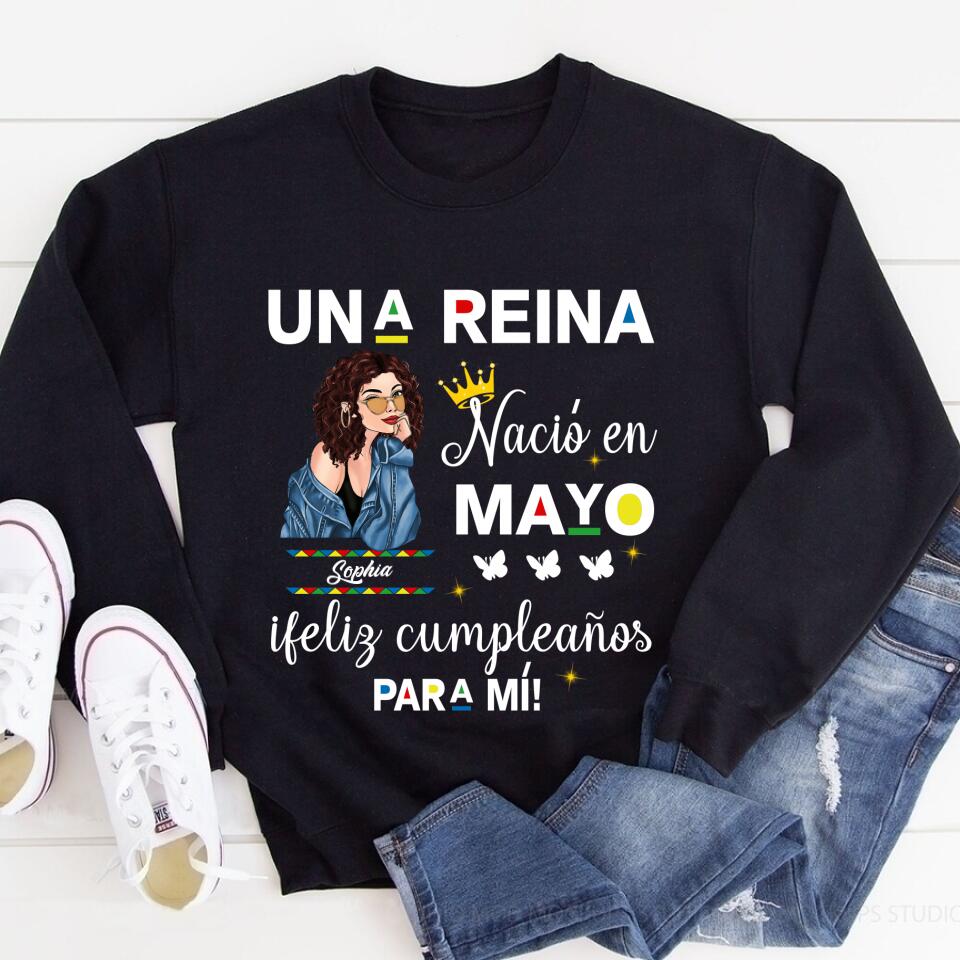 Camisa De Cumpleaños De Mayo, Camisa De Cumpleaños Personalizada, Reinas Nacidas En Mayo, Regalos De Cumpleaños De Mayo, Camisas De Mayo Para Mujeres