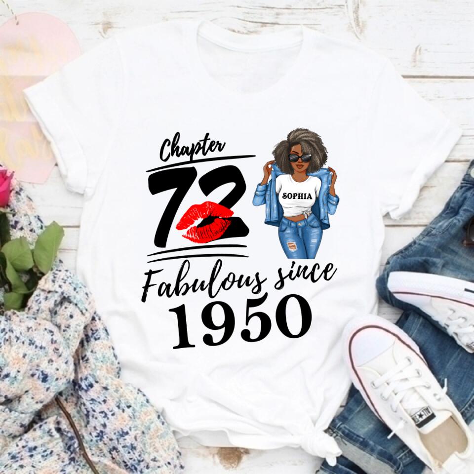 Chapter 72, Fabulous Since 1950 72th Birthday Unique T Shirt For Woman, Custom Birthday Shirt, Her Gifts For 72 Years Old , Turning 72 Birthday Cotton Shirt