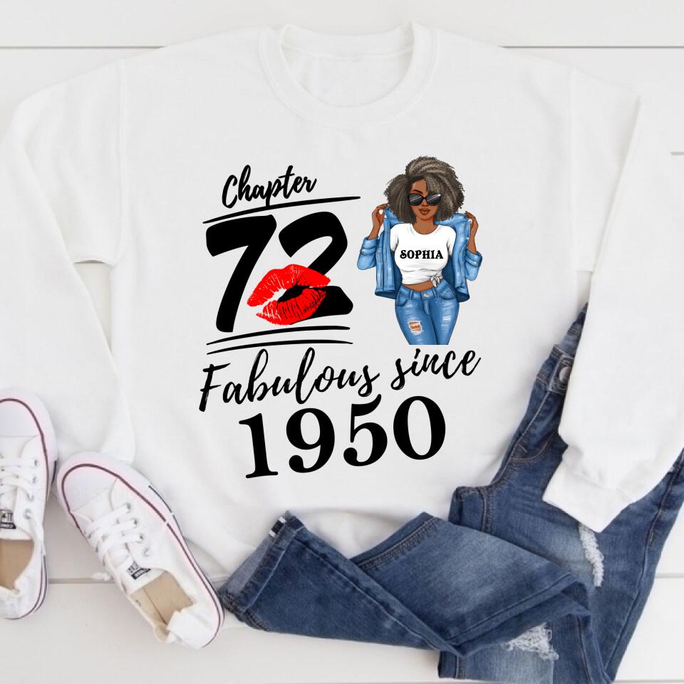 Chapter 72, Fabulous Since 1950 72th Birthday Unique T Shirt For Woman, Custom Birthday Shirt, Her Gifts For 72 Years Old , Turning 72 Birthday Cotton Shirt