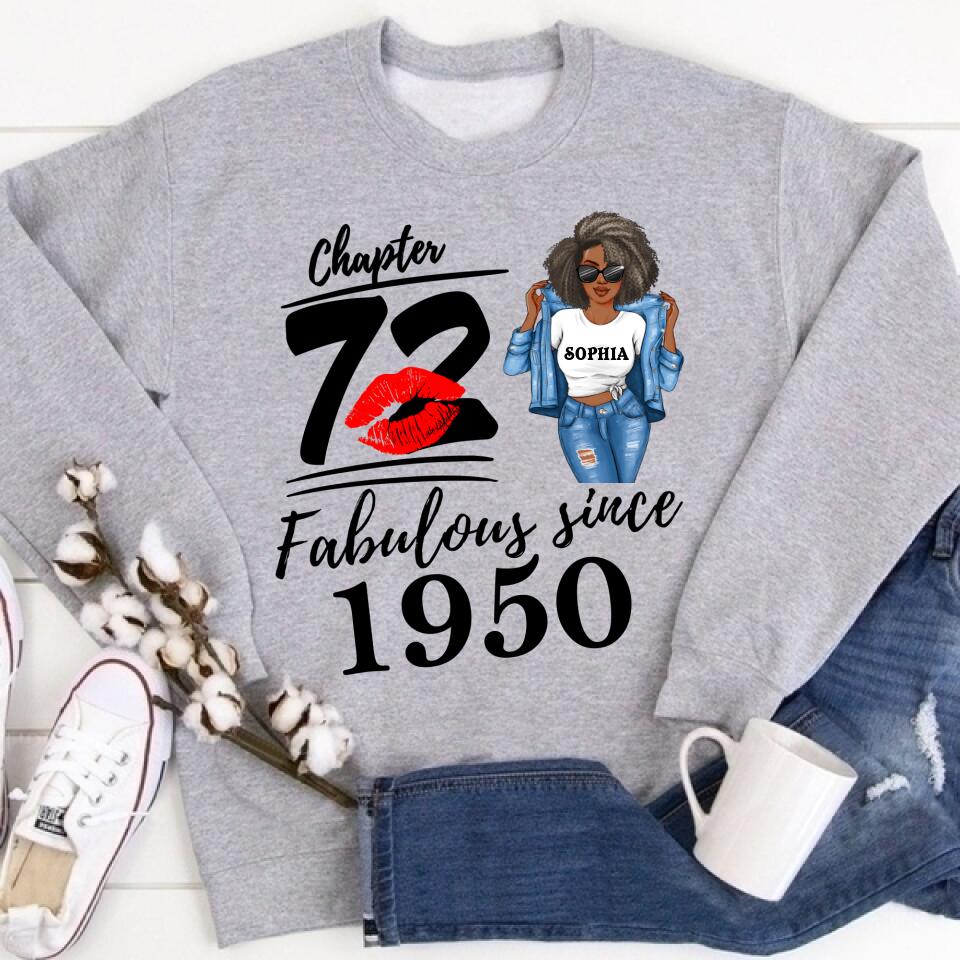 Chapter 72, Fabulous Since 1950 72th Birthday Unique T Shirt For Woman, Custom Birthday Shirt, Her Gifts For 72 Years Old , Turning 72 Birthday Cotton Shirt