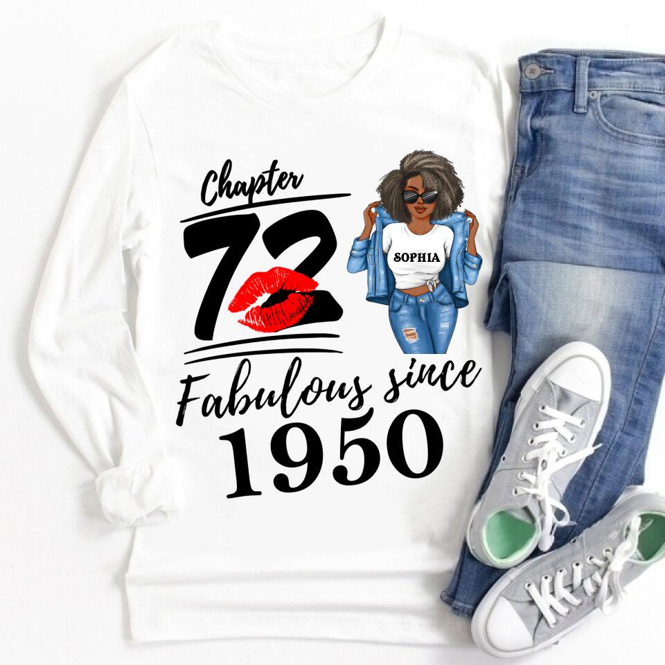 Chapter 72, Fabulous Since 1950 72th Birthday Unique T Shirt For Woman, Custom Birthday Shirt, Her Gifts For 72 Years Old , Turning 72 Birthday Cotton Shirt