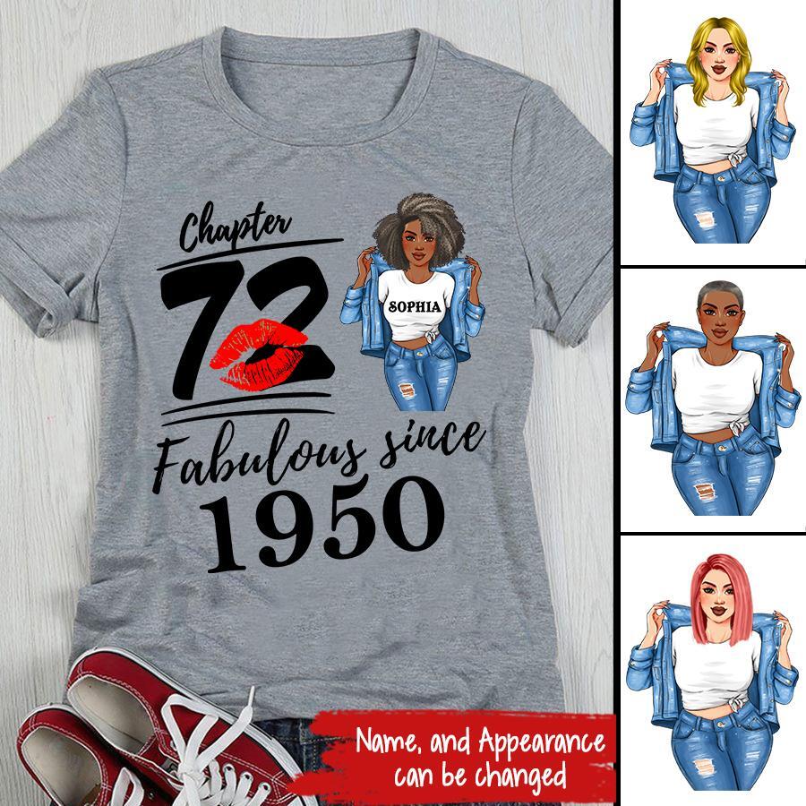 Chapter 72, Fabulous Since 1950 72th Birthday Unique T Shirt For Woman, Custom Birthday Shirt, Her Gifts For 72 Years Old , Turning 72 Birthday Cotton Shirt