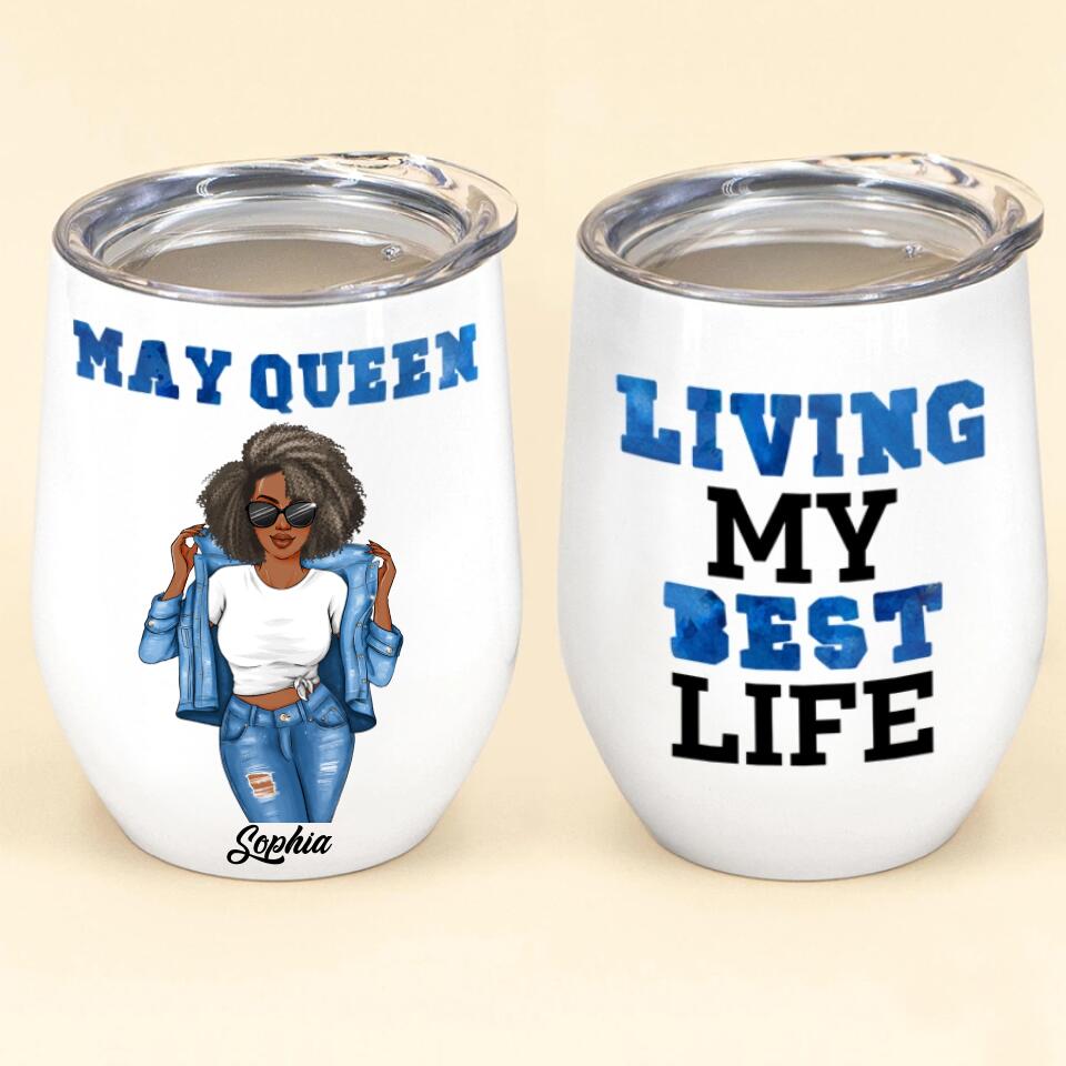 Personalized Wine Tumbler - Birthday Gift For May Queen, May birthday gifts, May birthday gift idea for her