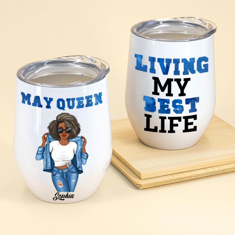 Personalized Wine Tumbler - Birthday Gift For May Queen, May birthday gifts, May birthday gift idea for her