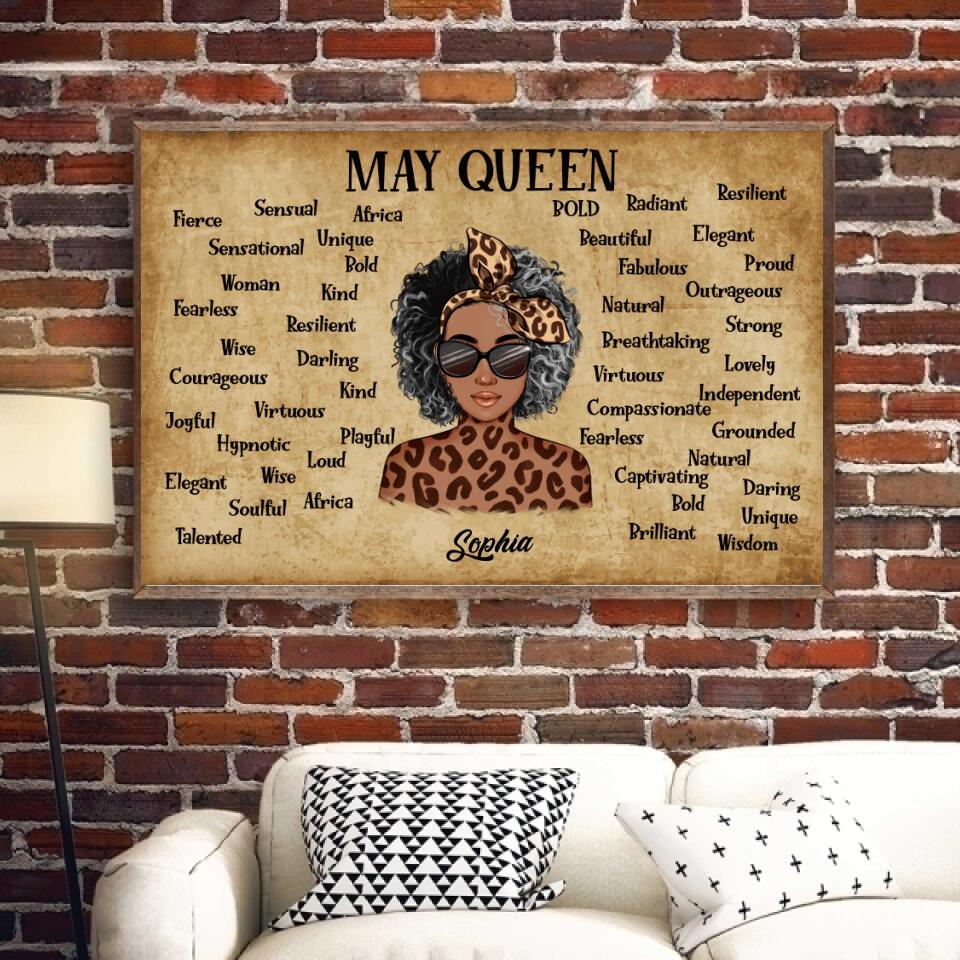 Personalised birthday posters, May poster, happy birthday poster with name, custom birthday poster