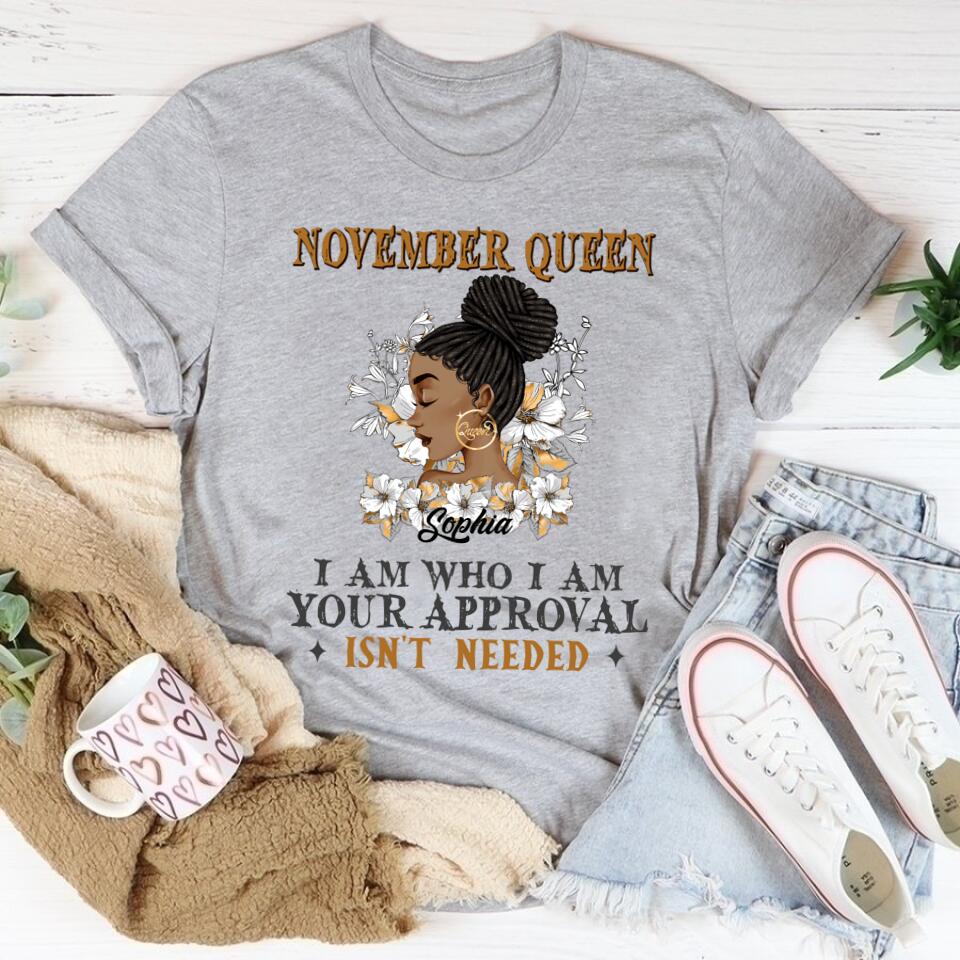 Custom November Birthday Shirt For Woman, Queens are Born In November Gifts, Melanin Afro Woman Shirt, Black Girl Tee, Afro Queen Gift