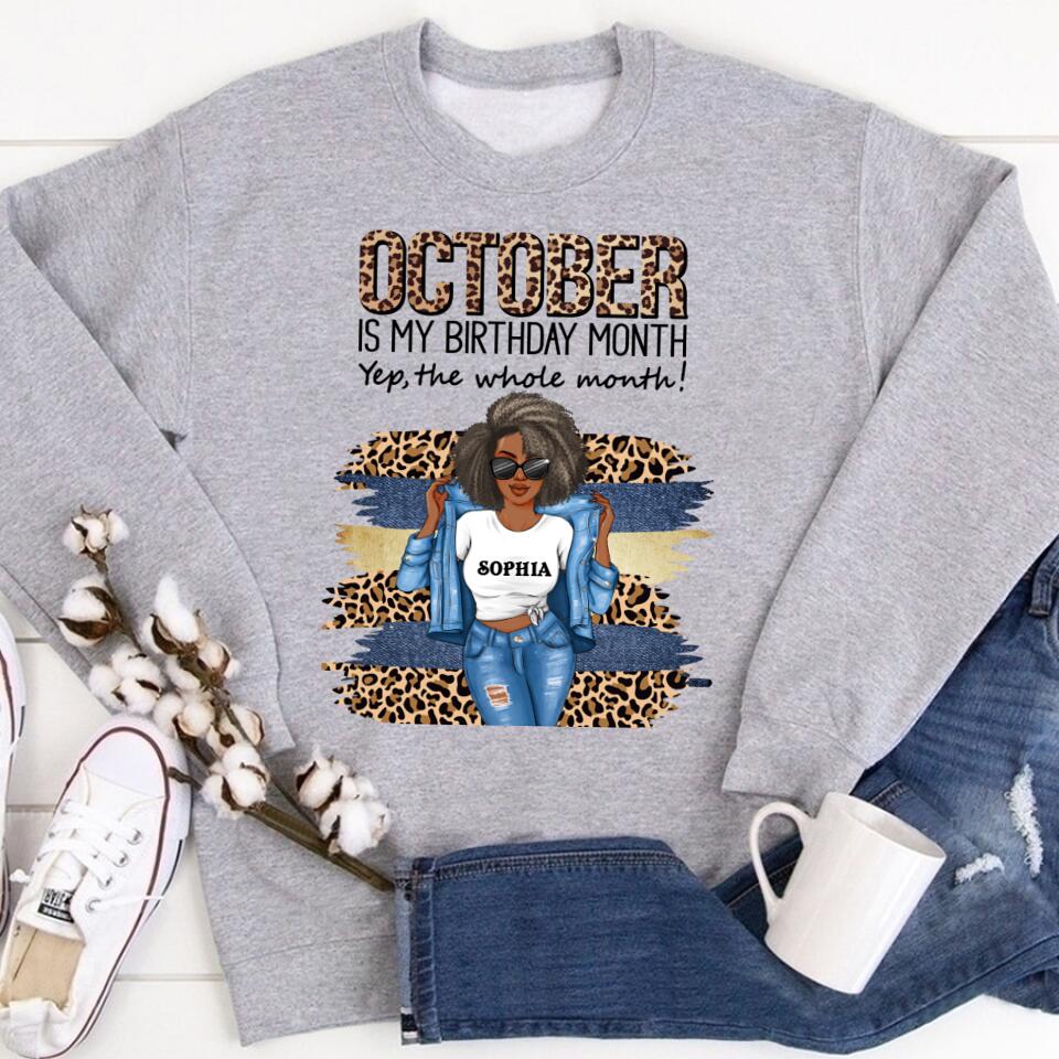 Custom October Birthday Shirt For Woman, Queens are Born In October Gifts, Melanin Afro Woman Shirt, Black Girl Tee, Afro Queen Gift